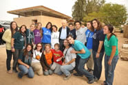 President Shimon Peres meets young adults from Israel, England and the US participating in Kibbutz Lotan's training and volunteering programs. The college students have completed the Peace, Justice & Environment College Semester program and the Israeli's have joined the community for a year-of-service before their induction to the IDF.